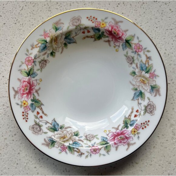 Noritake Mystery 196 Floral Rim 5.5" Bowls Set Of 2 Porcelain VTG Japan Nippon - Picture 2 of 7
